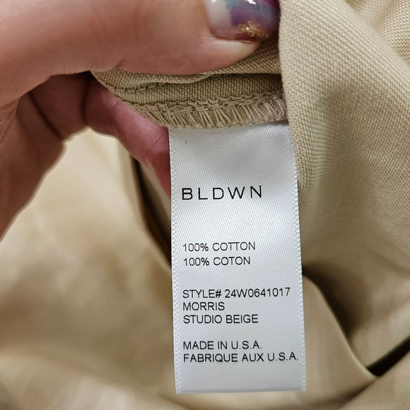 BLDWN Sz M Button Up Tie Waist Collared Morris Trench Coat Dress in Studio Beige - Picture 13 of 14